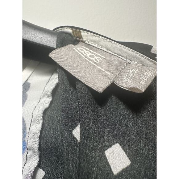 ASOS Women’s Mixed Print Midi Dress Size 6 Black White Floral Long Sleeve Boho - Picture 2 of 8